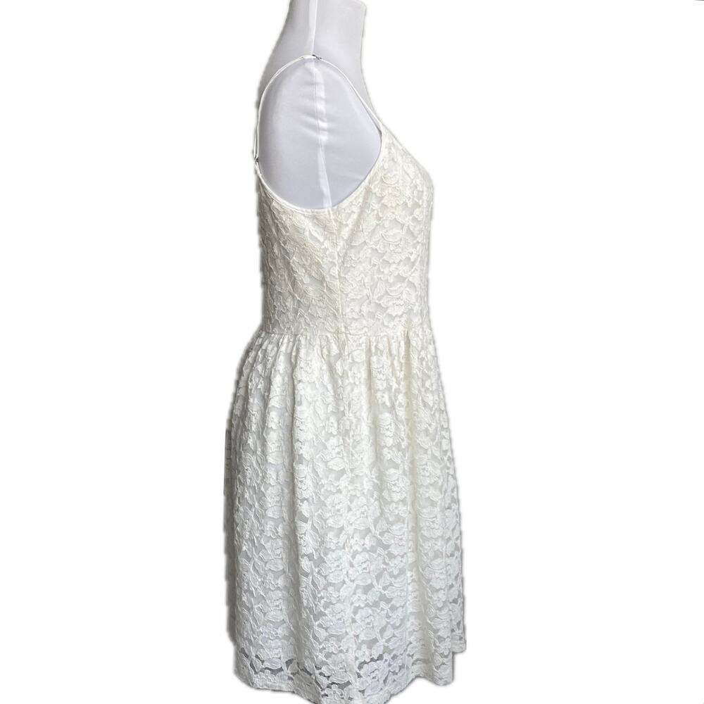 ABERCROMBIE & FITCH Ivory Lace Mini Dress Size L Y2K Babydoll Romantic Festival - Picture 3 of 10